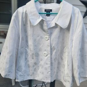 Spense Woman Cotton Decorative Dressy Jacket White Size 2x